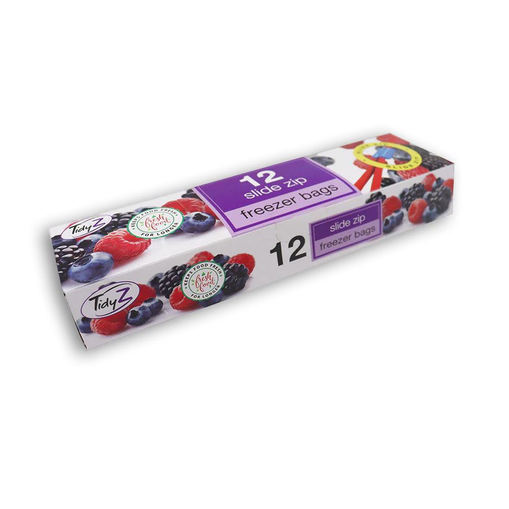 Freezer Bags with Slide Zip – 12 Pack, 20x20cm Kitchen Storage