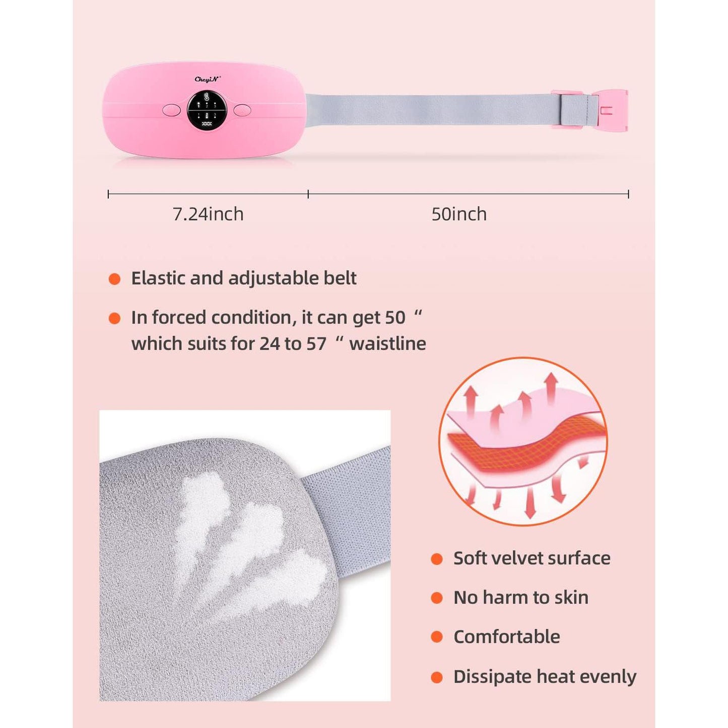 Ckeyin Portable Menstrual Heating & Massaging Belt, 3 Heat Levels, 3 Vibration Massage Modes, Fast Heating Wrap for Cramps - Best Gift for Her, Electric Waist Pad