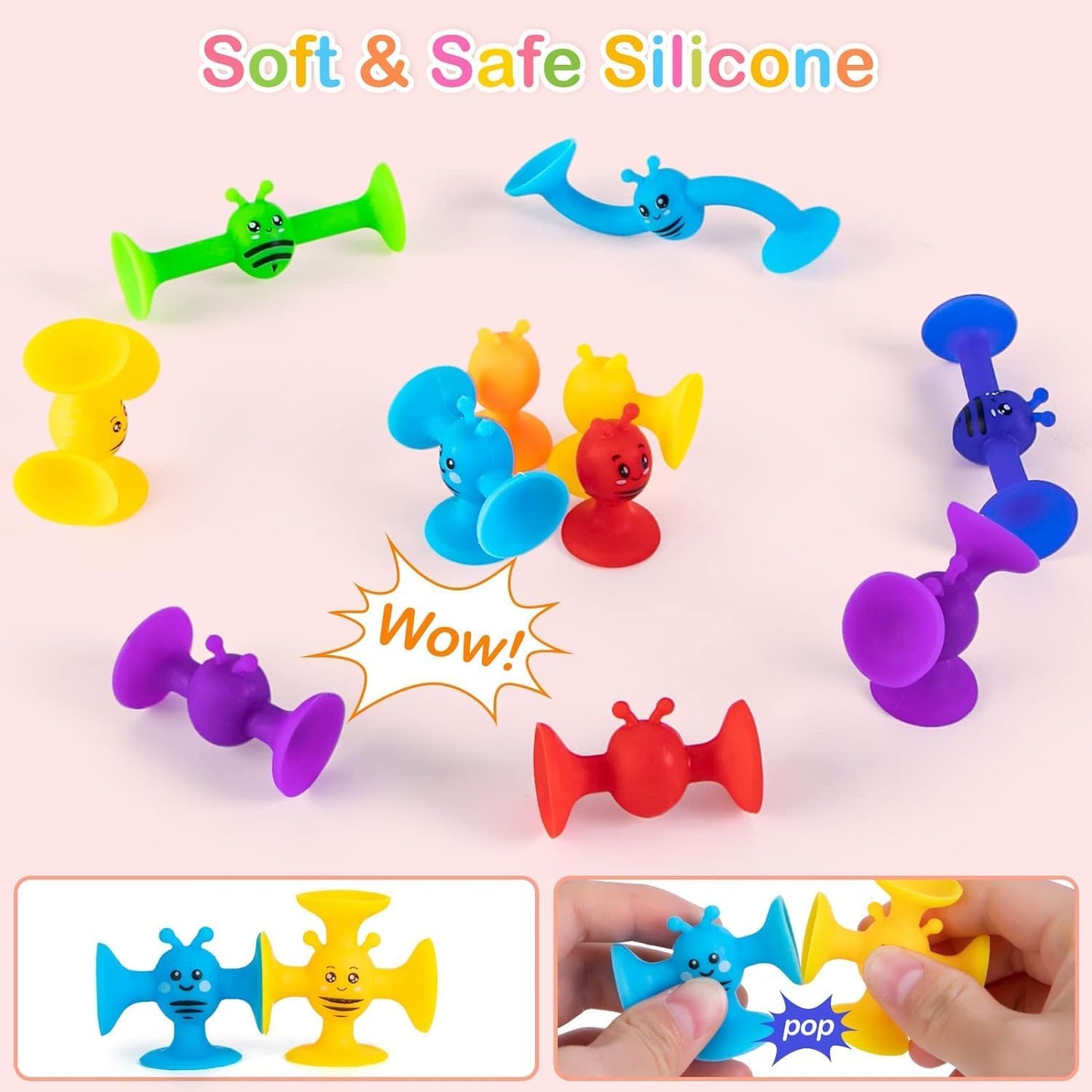 11-Piece Suction Cup Sensory Toy Set – STEM Silicone Fidget & Bath Play
