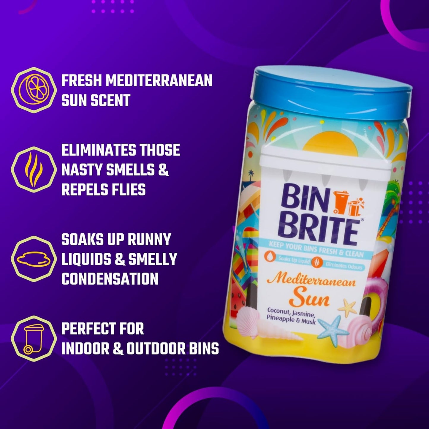 Odour Neutraliser Mediterranean Sun 500g – Papaya & Sugar Cane Bin Freshener