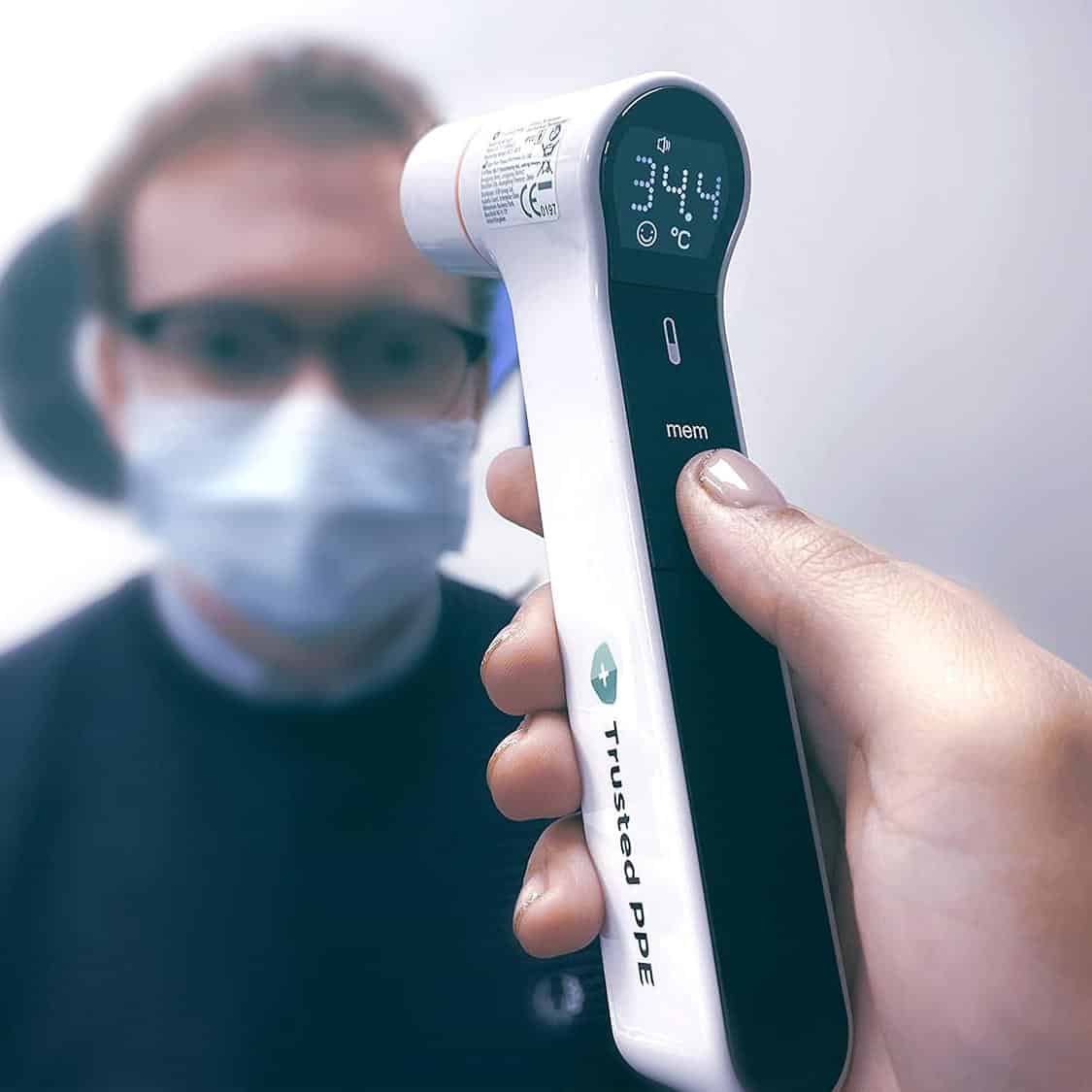 Trusted PPE Fast Read Digital Thermometer - No-Touch Forehead & Ear (Adults, Kids) - Memory Mode and Instant Reading, Medical Grade Quality