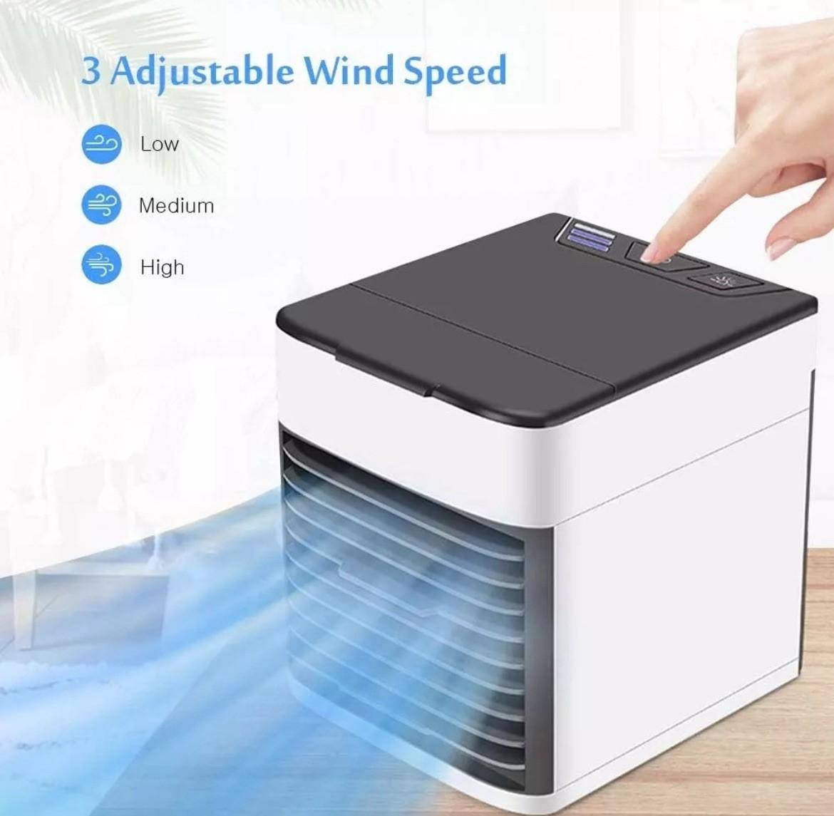 Portable USB Air Cooler & Humidifier – 3 Speeds, 500 ml Tank, Night Light