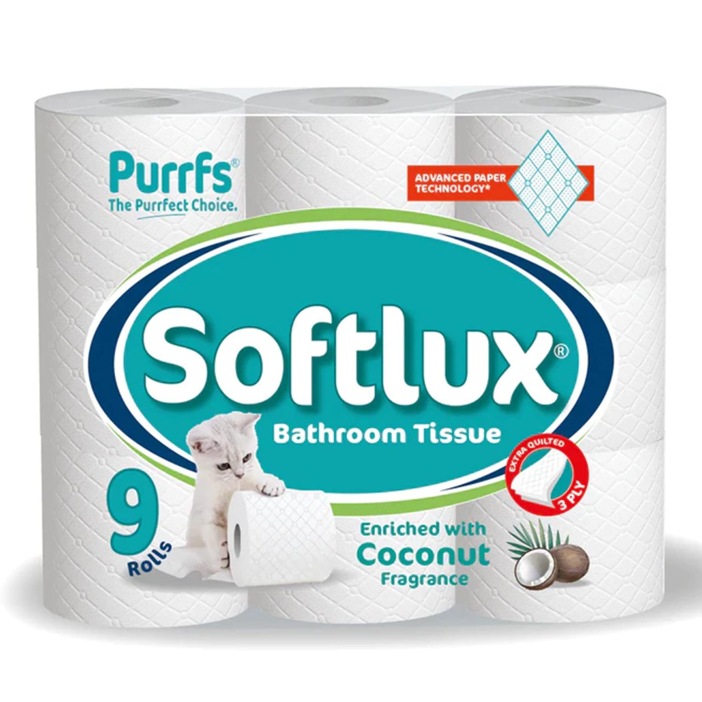 Purrfs Softlux White Toilet Paper 45 Rolls Pack of 5 x 9 Rolls 3 Ply Luxury Premium Quality Perfect Clean Soft Thick Toilet Papers for Kids Adults Wipes 45 Rolls disposable bathroom toilet paper & wipes