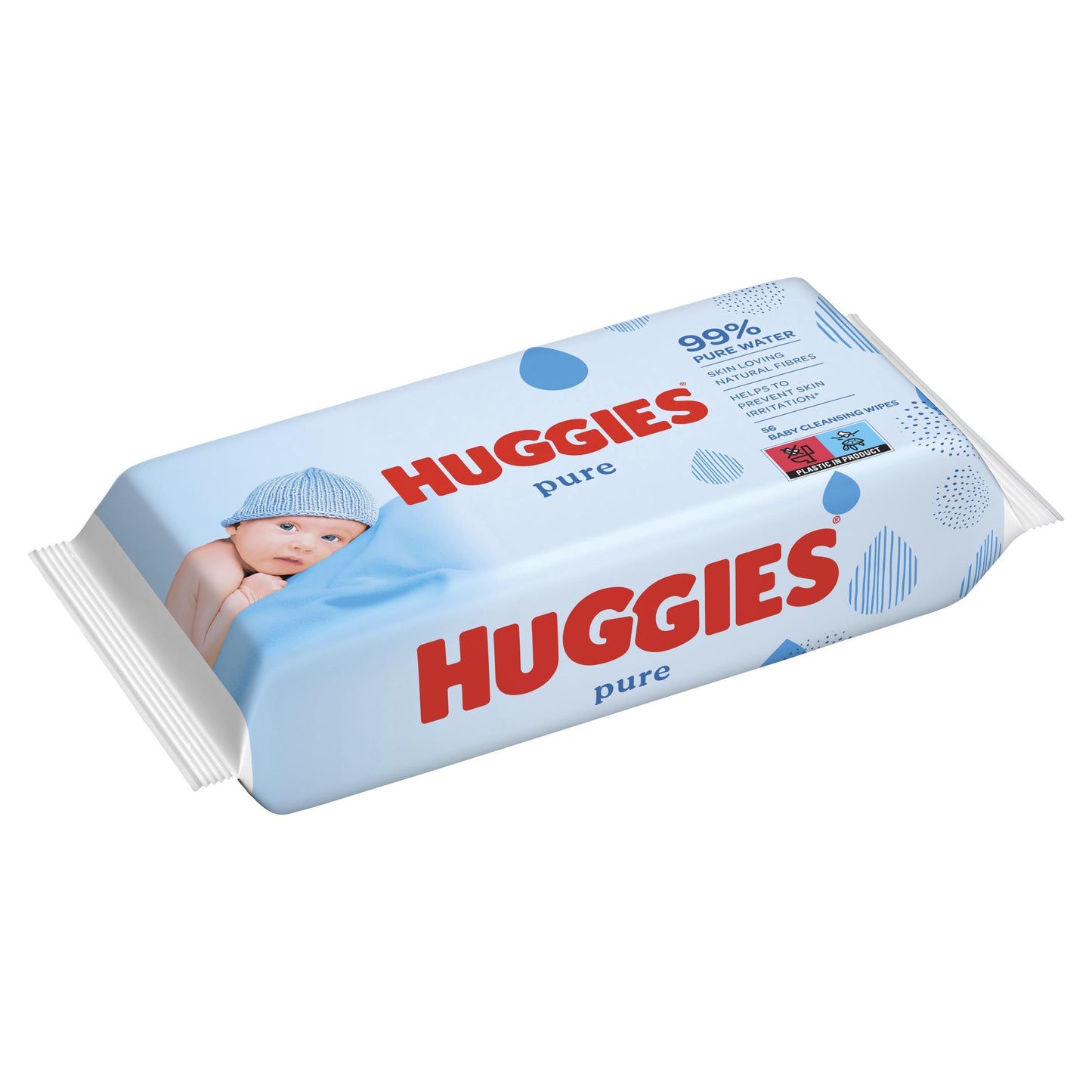 Huggies Pure Sensitive Newborn Wet Baby Wipes, 99% Water - 1 Pack (56 Wipes)
