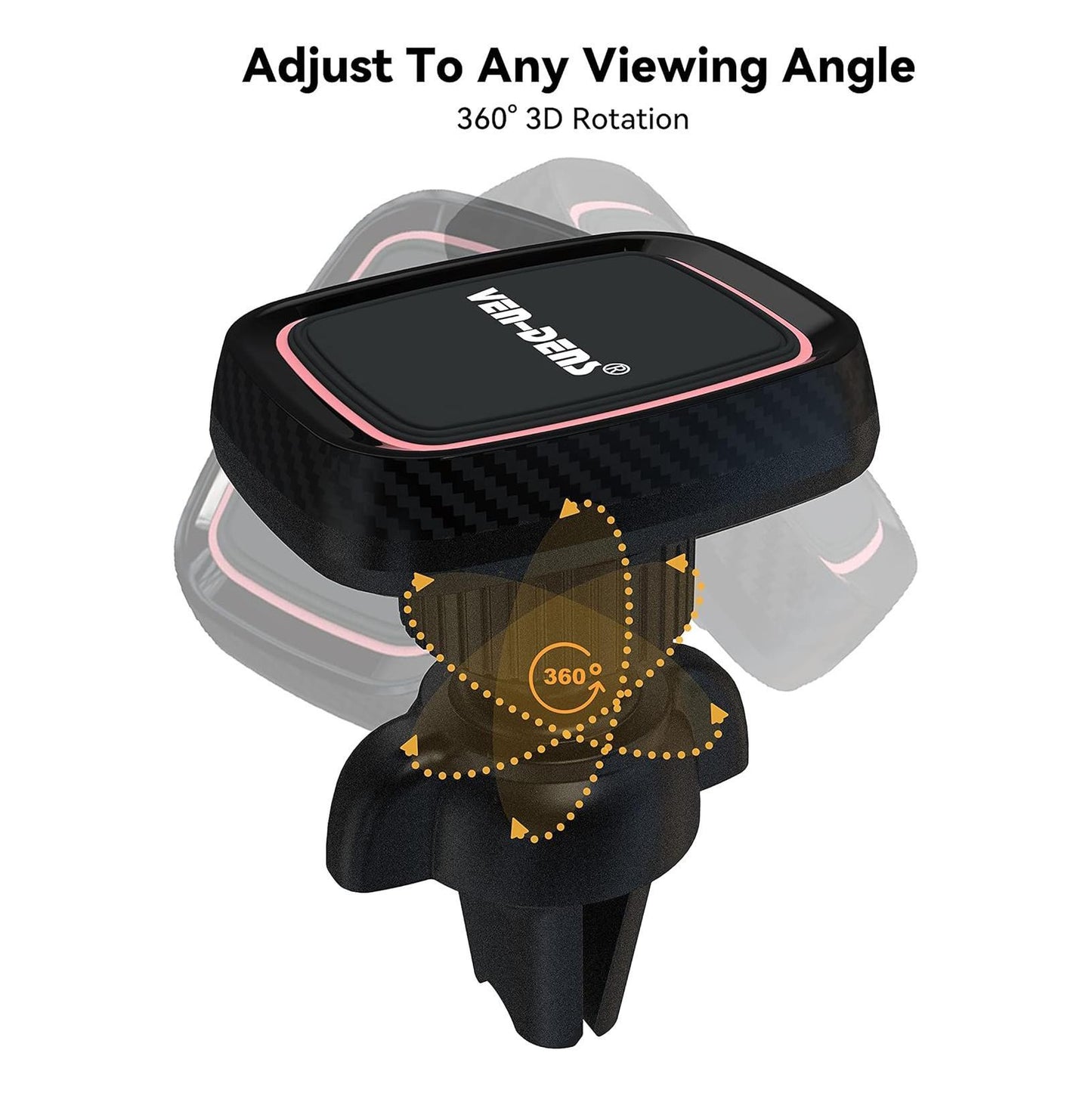 Magnetic Car Air Vent Phone Holder – 360° Rotation, Cable Clip