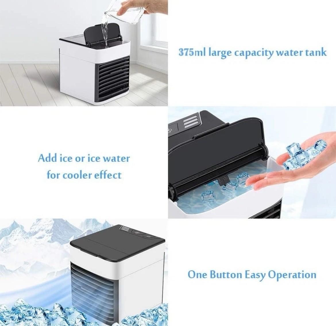 Portable USB Air Cooler & Humidifier – 3 Speeds, 500 ml Tank, Night Light