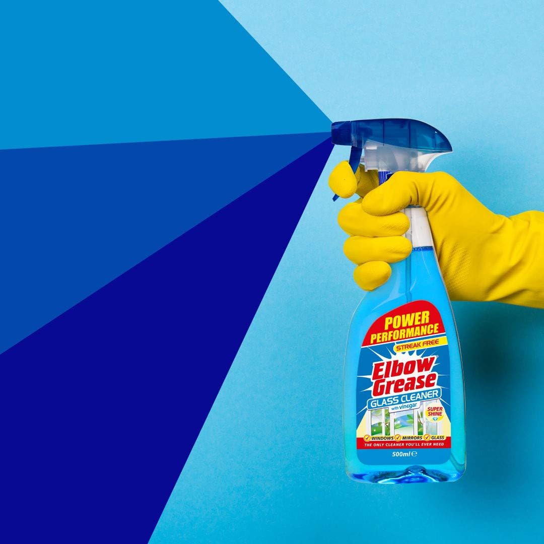 Elbow Grease Glass Cleaner with Vinegar - 500 ml for Streak-Free Cleaning of Windows and Mirrors - Household