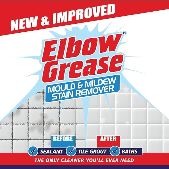 Elbow Grease Mould & Mildew Stain Remover Spray 700ml for Effective Mold Removal, Prevent Mould Growth Bathroom Kitchen Toilet Outdoor and Indoor