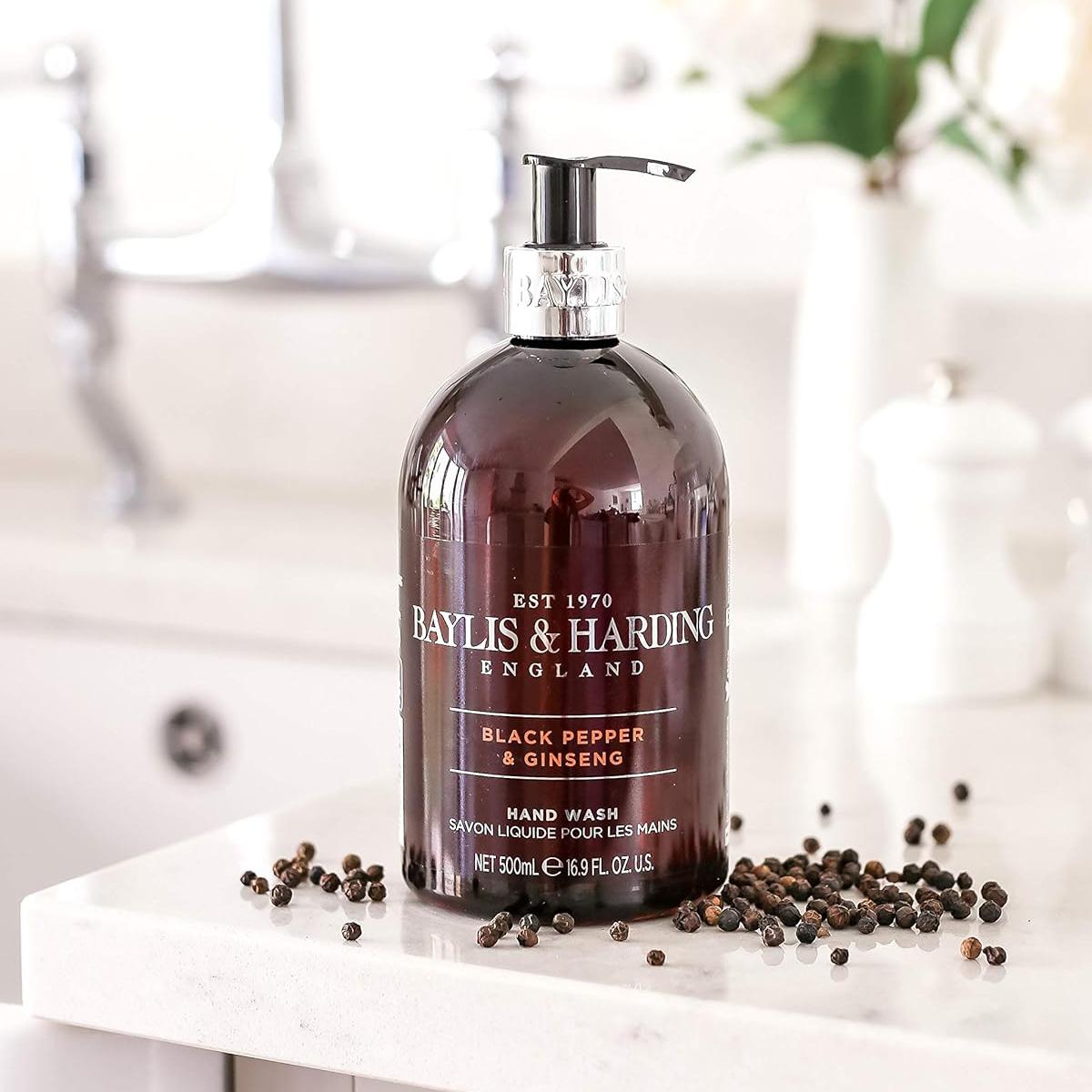 Baylis & Harding Black Pepper & Ginseng Hand Wash 500ml - Moisturizing and Gentle Cleansing