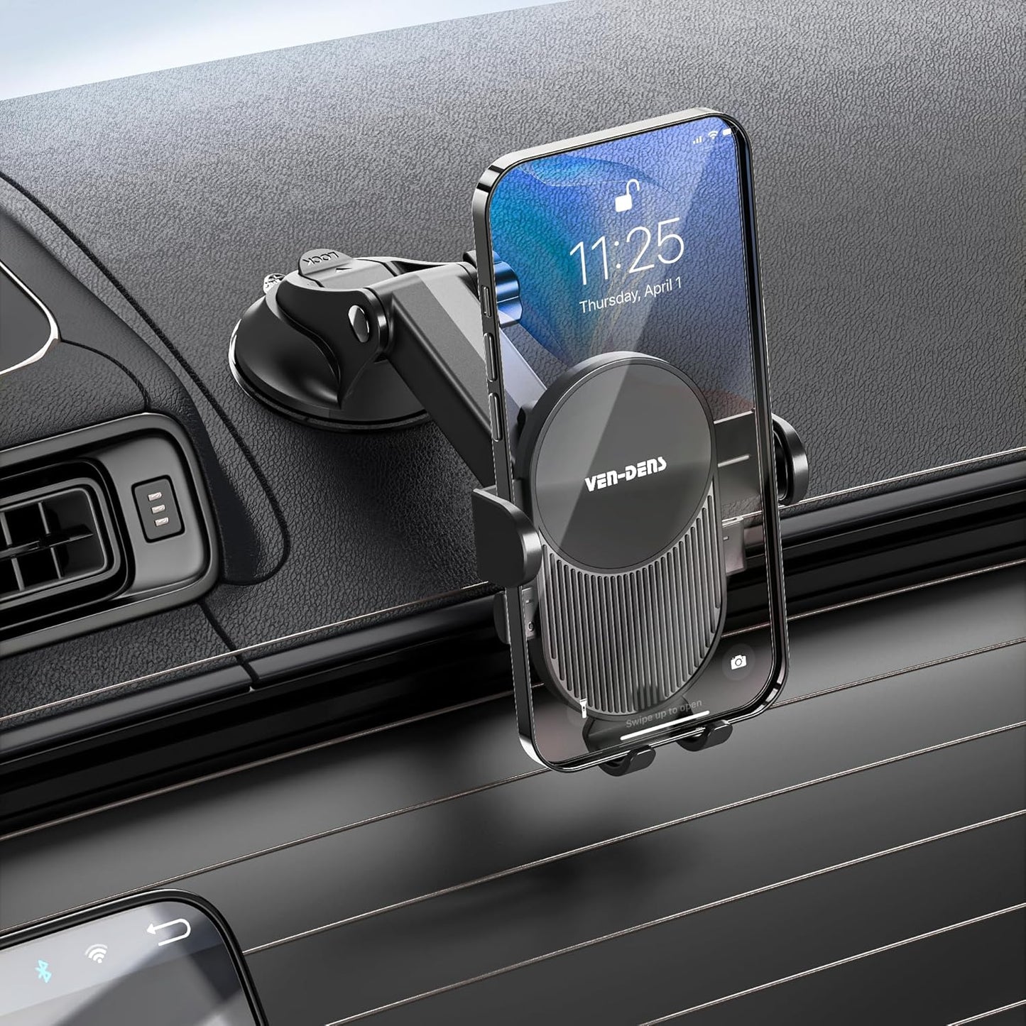 Magnetic Vent Car Phone Holder – 360° Rotation, Cable Clip, Compact Design