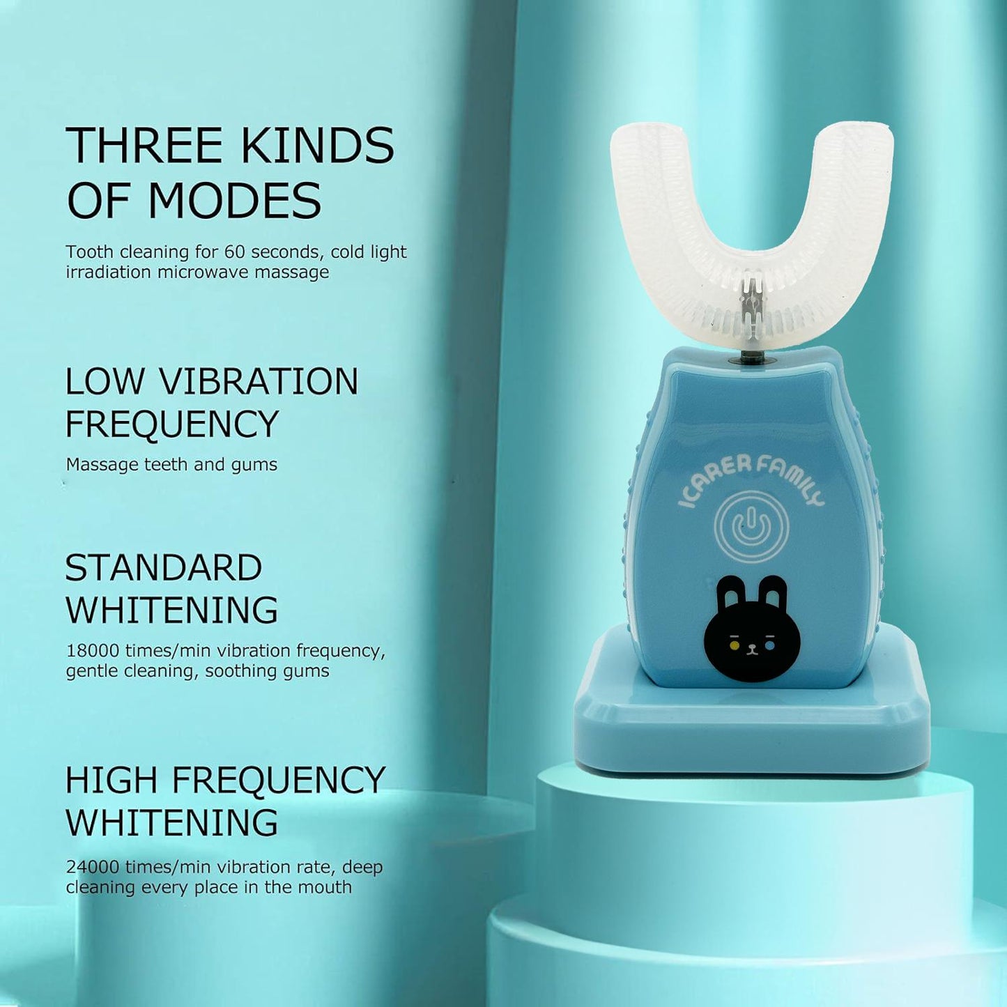 Sonic U-Shaped Kids Toothbrush – Hands-Free, USB Rechargeable, IPX7 Waterproof
