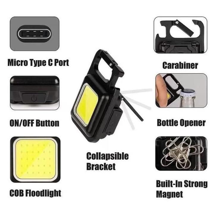 Mini Magnetic COB Bike Headlight Keychain – 4 Modes, Aluminum Body