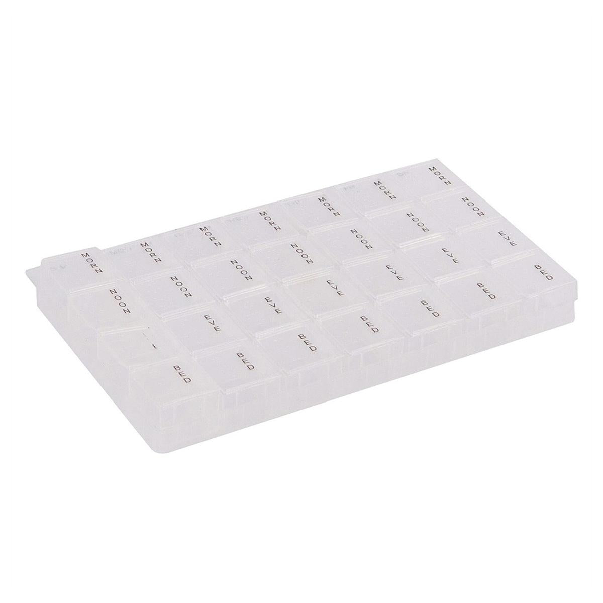Large Weekly Pill Box Organiser – 7 Day, 28 Compartments, Transparent