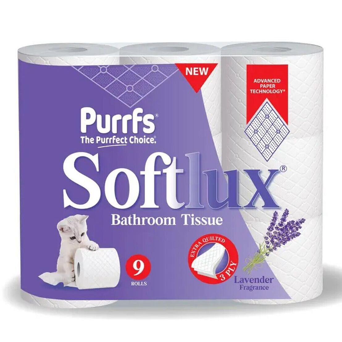 Purrfs Softlux White Toilet Paper 45 Rolls Pack of 5 x 9 Rolls 3 Ply Luxury Premium Quality Perfect Clean Soft Thick Toilet Papers for Kids Adults Wipes 45 Rolls disposable bathroom toilet paper & wipes