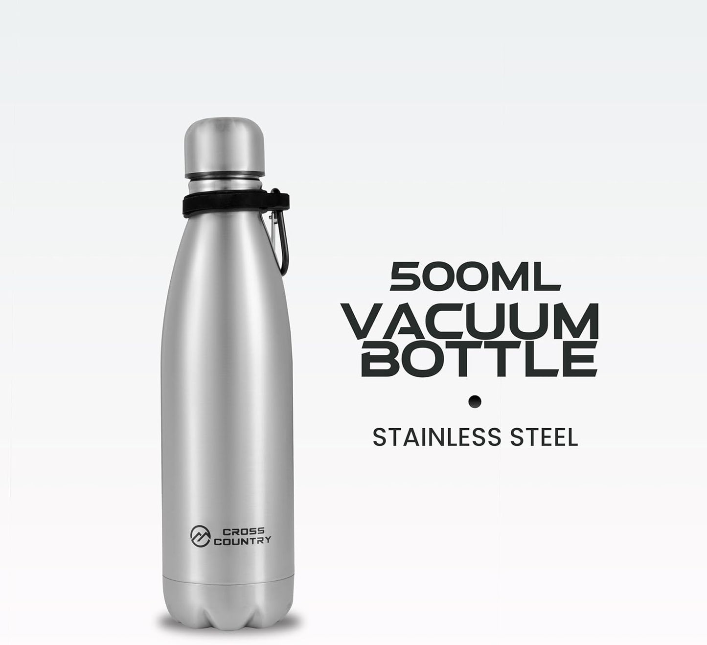 CROSS COUNTRY Insulated Vacuum Bottle 500ml - Leak Proof, Double Wall Insulation, Sweat Free - Bottled, Drinkware, Stainless Steel Water Bottle