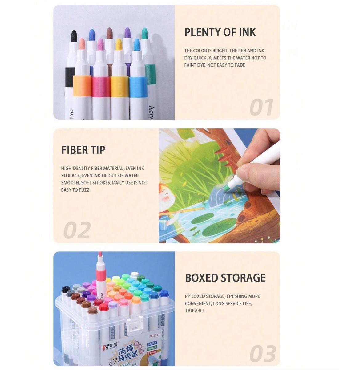 24 Colour Water Based Ink Acrylic Paint Brush Pens Set for Painting Crafts Sketching Ideal for Artists Beginners Adults Kids Gift Ready Colouring