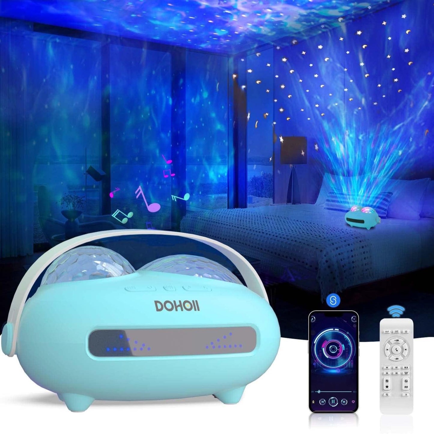Galaxy Ocean Wave Projector – Bluetooth Speaker & White Noise Night Lamp