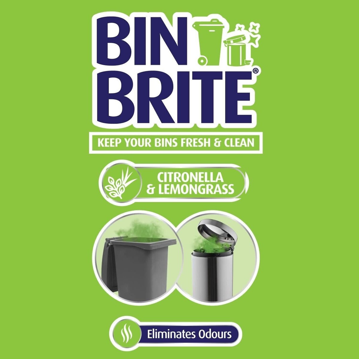 Stick-On Bin Fresheners - Citron Lemongrass Scent - 2 Pack