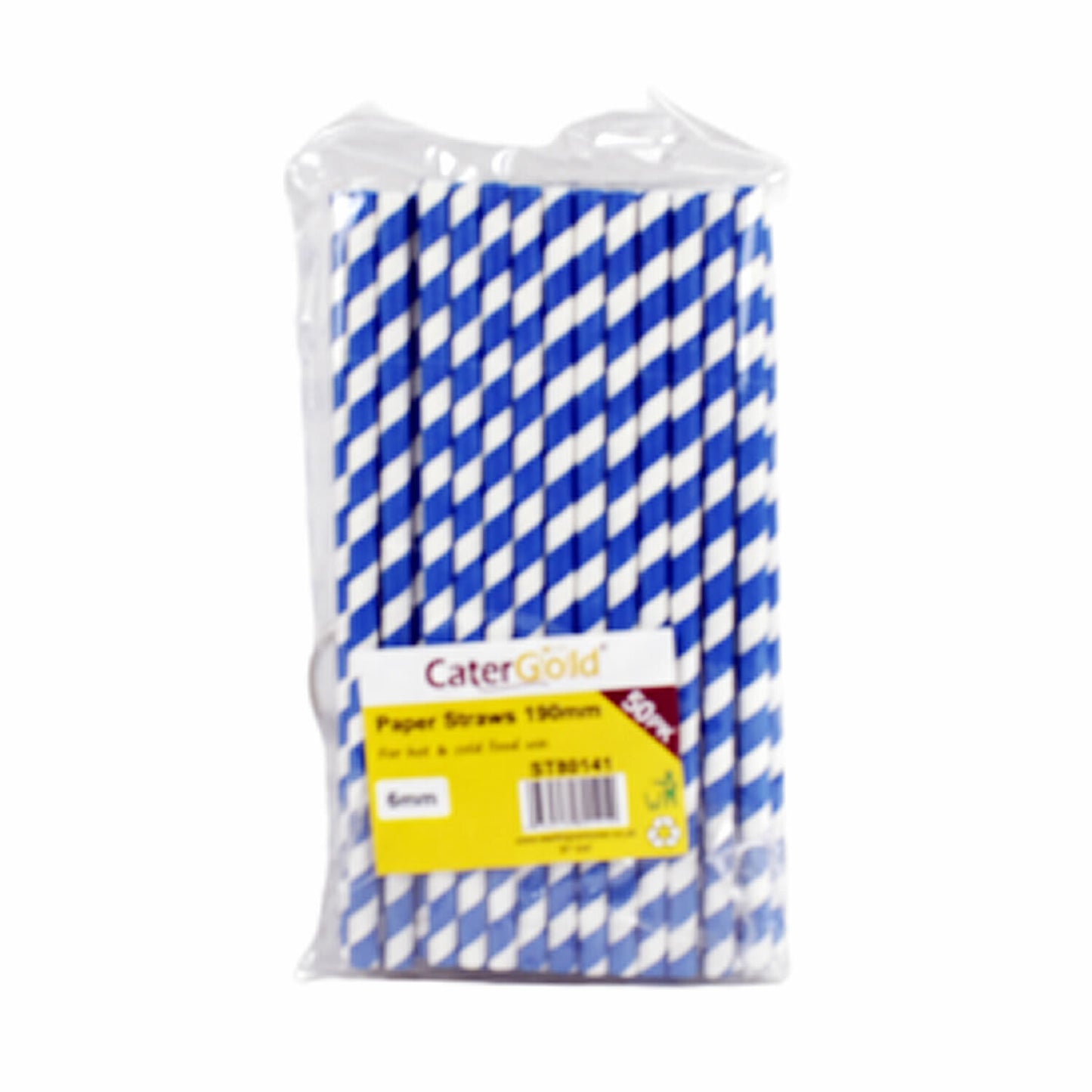 CarterGold 6mm x 190mm Paper Straws, 50 Pack - Environmentally Friendly, Biodegradable, for Parties, Events, Cocktails, Birthday, Wedding
