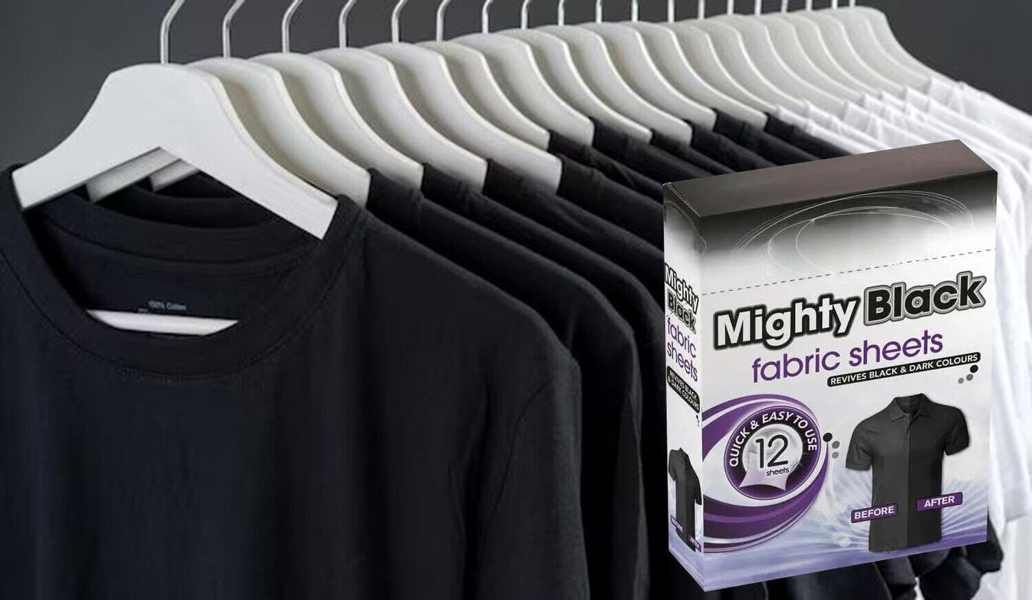 Mighty Black Fabric Sheets 12-Pack – Revive & Protect Dark Colors