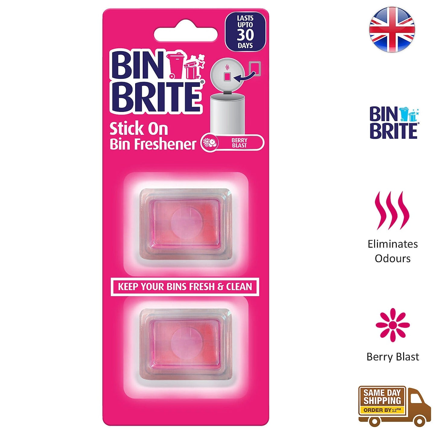 Stick-On Bin Fresheners - Berry Blast Scent - 2 Pack