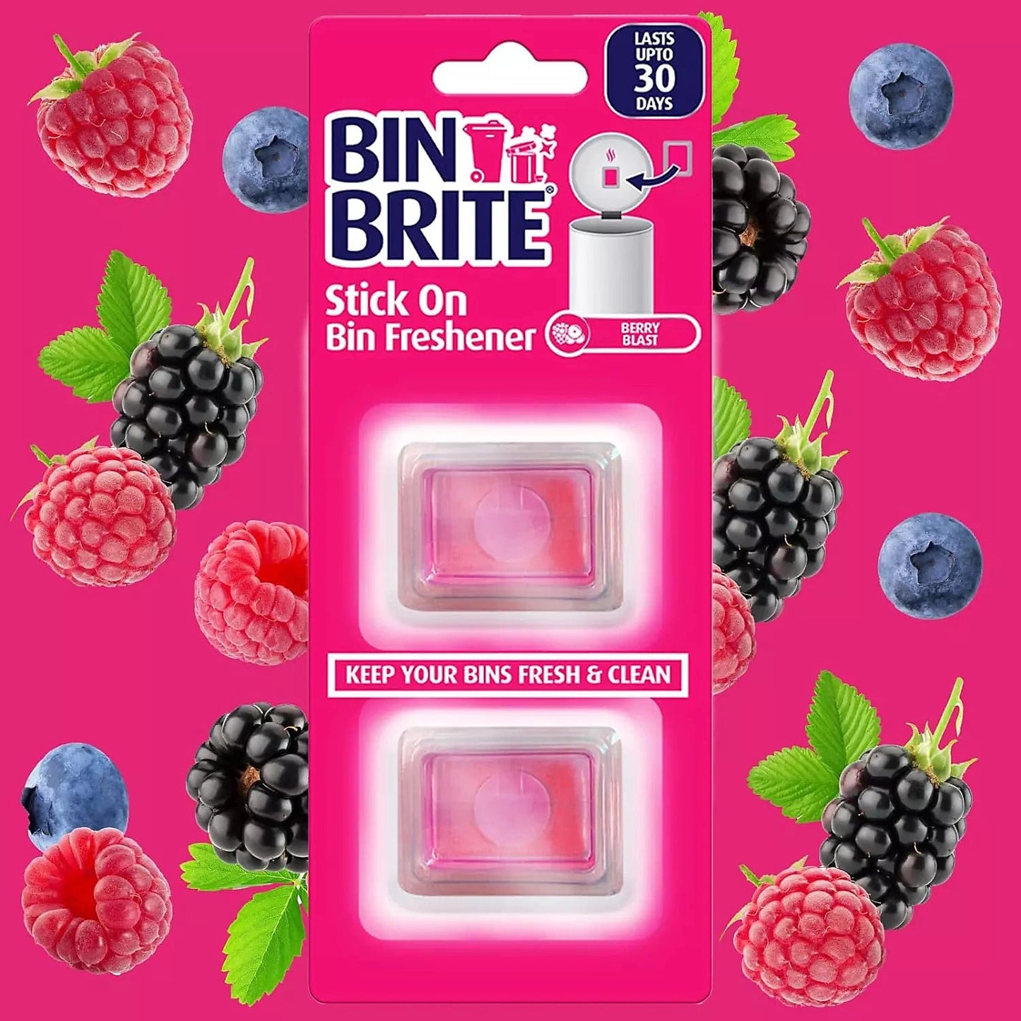 Stick-On Bin Fresheners - Berry Blast Scent - 2 Pack