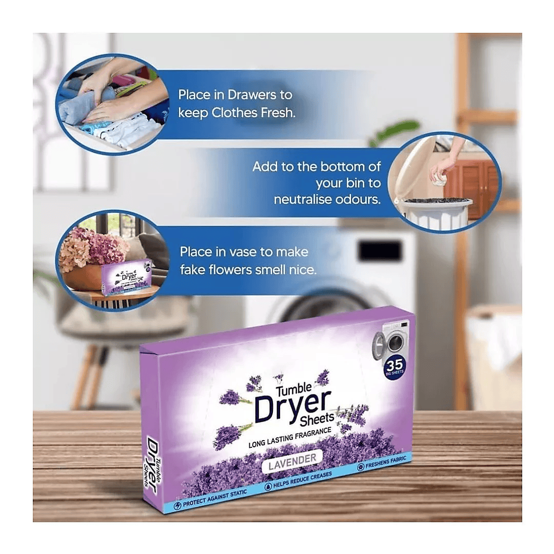 Lavender Dryer Sheets (35 Pack) – Static-Control & Wrinkle Reduction