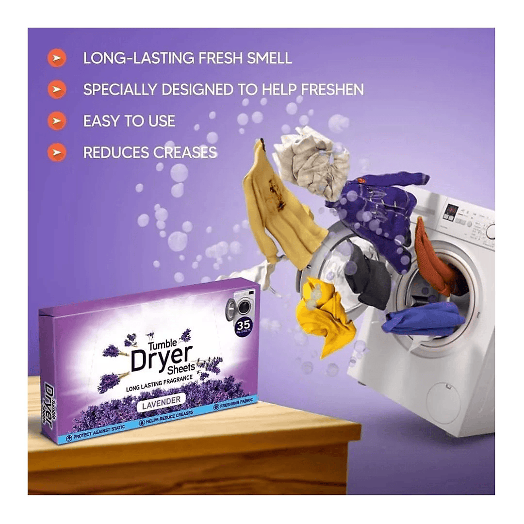Lavender Dryer Sheets (35 Pack) – Static-Control & Wrinkle Reduction
