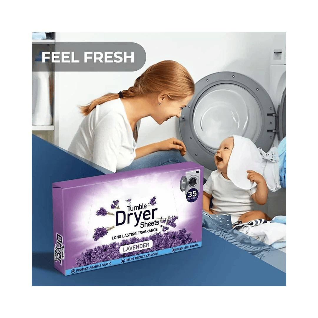 Lavender Dryer Sheets (35 Pack) – Static-Control & Wrinkle Reduction