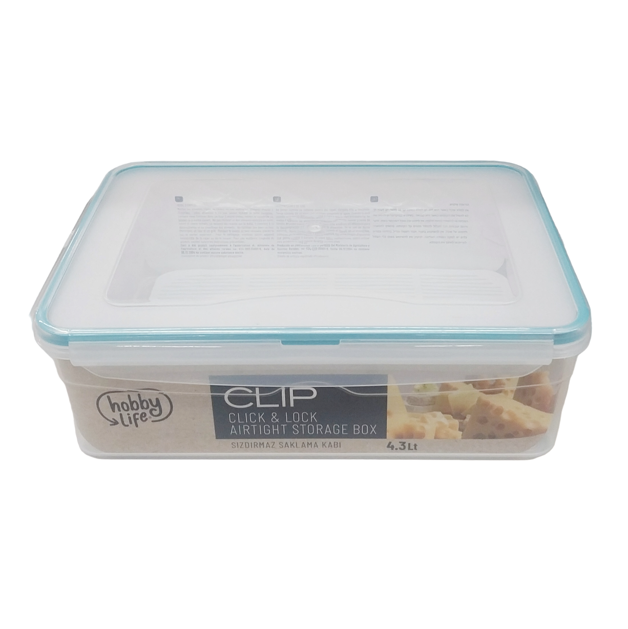 Hobby Life Clip Click & Lock Airtight Storage Box 4.3L Clear Food Container Stackable Organization Bin