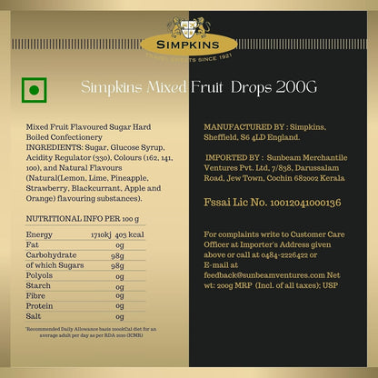 Fruit Drops Travel Sweets – 200g Vegan & Gluten-Free