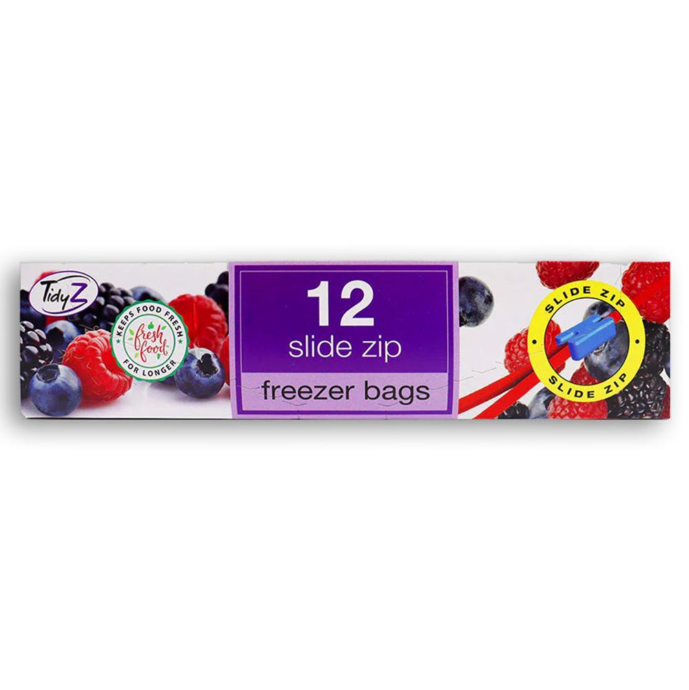Freezer Bags with Slide Zip – 12 Pack, 20x20cm Kitchen Storage