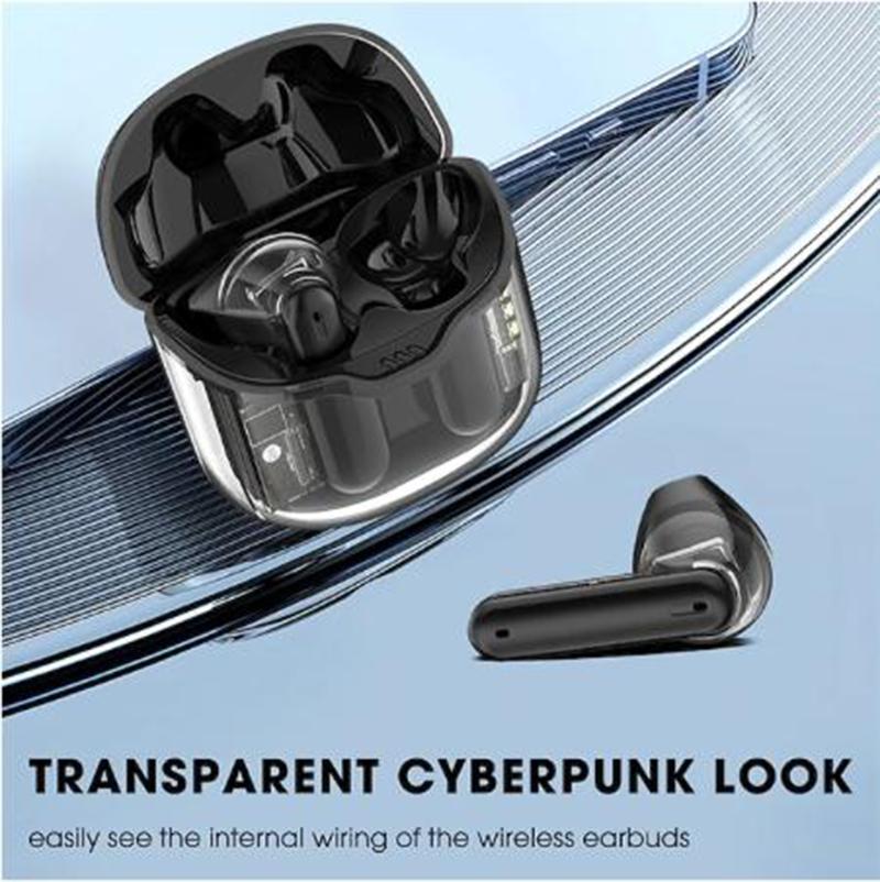 Naked Design TWS Earbuds – Bluetooth 5.3, Clear Case, Deep Bass, All-Day Comfort