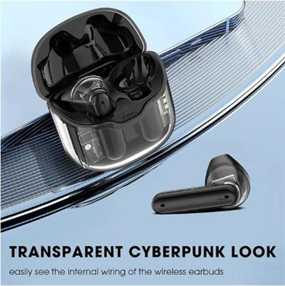 Naked Design TWS Earbuds – Bluetooth 5.3, Clear Case, Deep Bass, All-Day Comfort