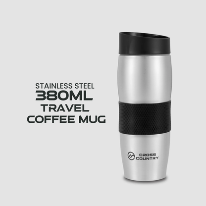 Cross Country 380ml Stainless Steel Travel Coffee Mug – Leakproof, Insulated Cup for Hot & Cold Drinks, Commuter Cup