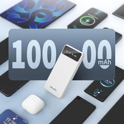 10,000 mAh 3-in-1 Power Bank – Built-In Cables (Lightning, USB-C, Micro-USB), LED Display