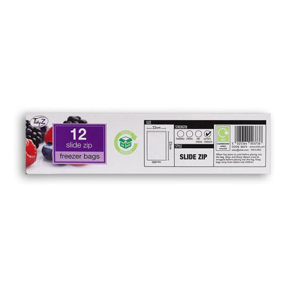 Freezer Bags with Slide Zip – 12 Pack, 20x20cm Kitchen Storage