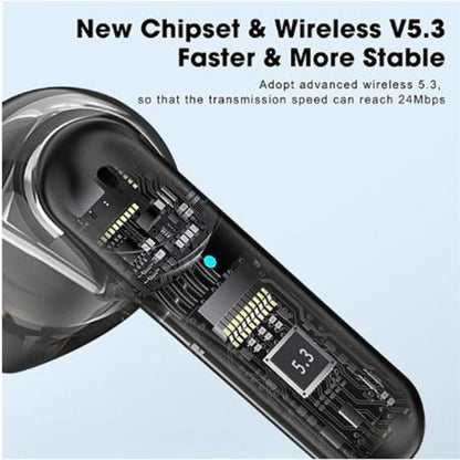 Naked Design TWS Earbuds – Bluetooth 5.3, Clear Case, Deep Bass, All-Day Comfort