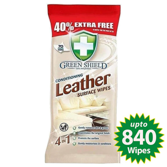 Leather Surface Wipes – 70 Pack, Conditioning & Cleaning for Furniture, Car & Shoes