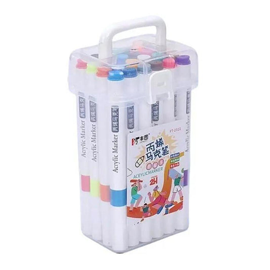 24 Colour Water Based Ink Acrylic Paint Brush Pens Set for Painting Crafts Sketching Ideal for Artists Beginners Adults Kids Gift Ready Colouring