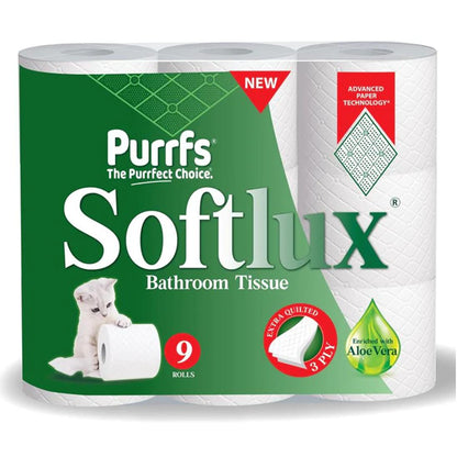 Purrfs Softlux White Toilet Paper 45 Rolls Pack of 5 x 9 Rolls 3 Ply Luxury Premium Quality Perfect Clean Soft Thick Toilet Papers for Kids Adults Wipes 45 Rolls disposable bathroom toilet paper & wipes