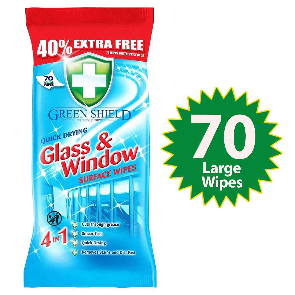 Quick Drying Glass & Window Wipes – 70 Pack, Streak-Free Surface Cleaning