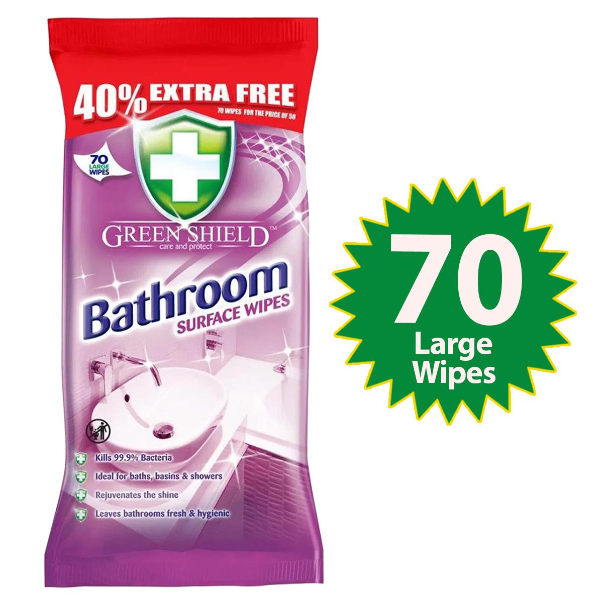 Bathroom Surface Wipes – 70 Pack, Antibacterial Toilet & Bathroom Cleaning