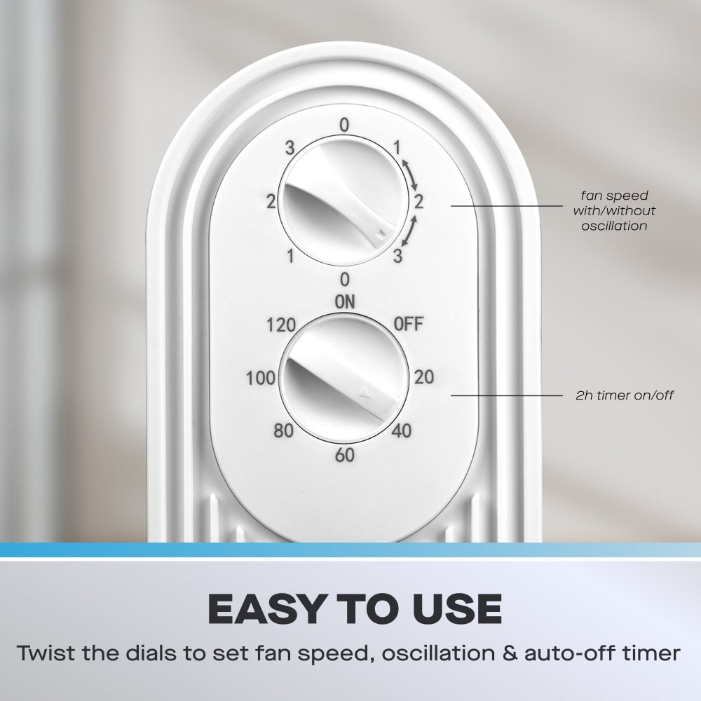 30” Slimline Oscillating Tower Fan – 3 Speed Settings, Quiet & Space-Saving Design