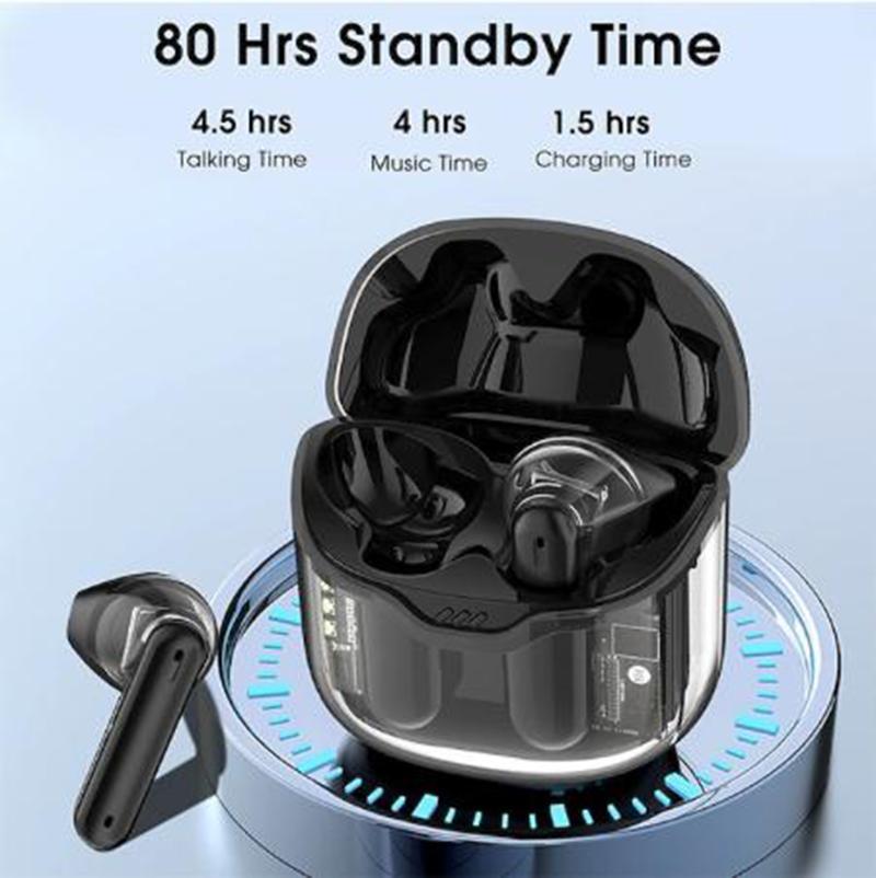 Naked Design TWS Earbuds – Bluetooth 5.3, Clear Case, Deep Bass, All-Day Comfort