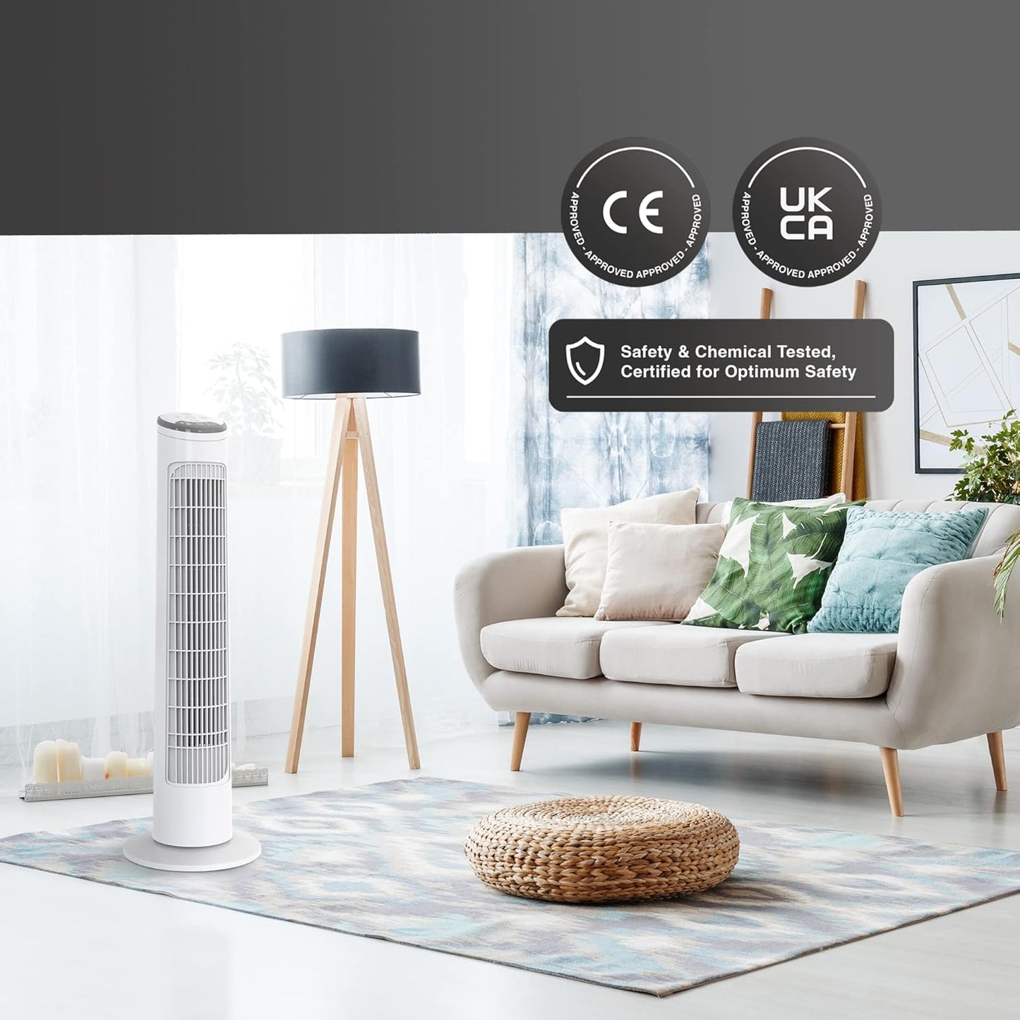 29” Tower Fan with Remote Control – Quiet Cooling & Oscillation