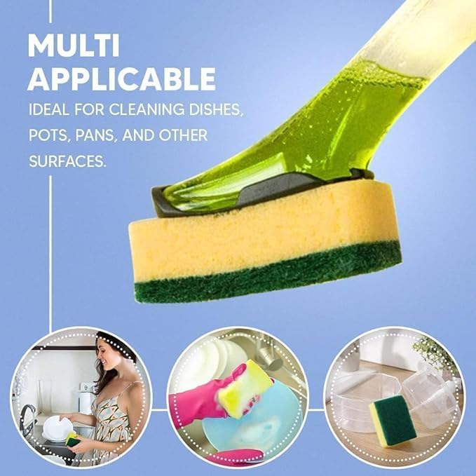 Refillable Sponge Brush with Soap-Dispensing Handle – Kitchen Cleaner