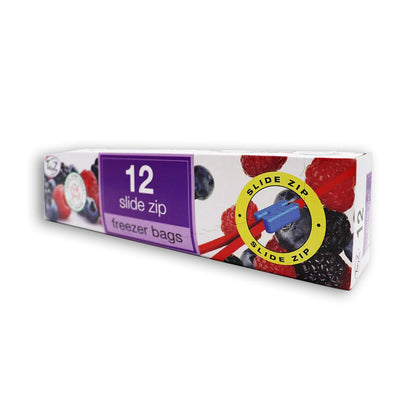 Freezer Bags with Slide Zip – 12 Pack, 20x20cm Kitchen Storage