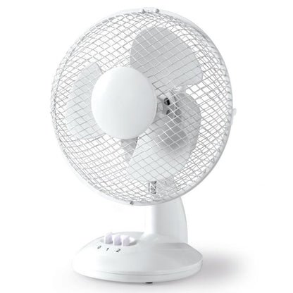 9” Oscillating Desk Fan – Compact 3 Speed Adjustable, White
