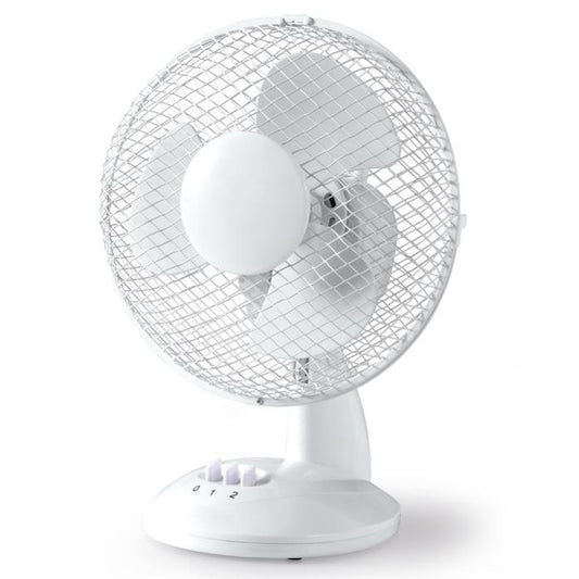 9” Oscillating Desk Fan – Compact 3 Speed Adjustable, White